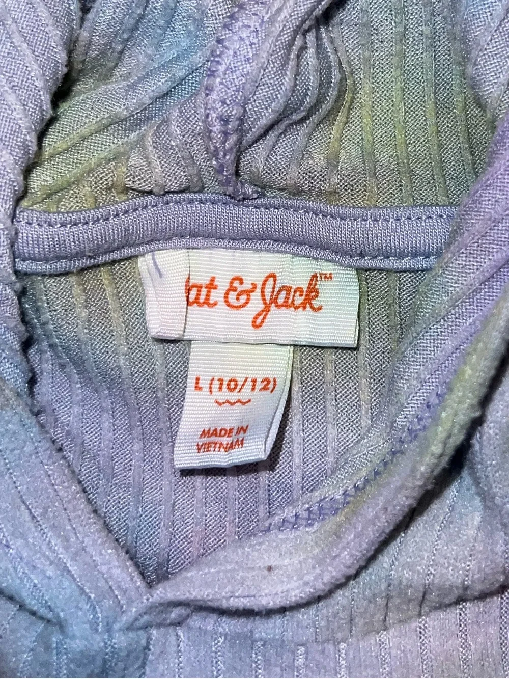 Cat & Jack Pastel Purple Colorful Ribbed Tie-Dye Hoodie Size L 10-12